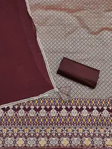 Ishin Floral Woven Design Zari Unstitched Dress Material