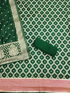 Ishin Unstitched Floral Woven Design Dress Material