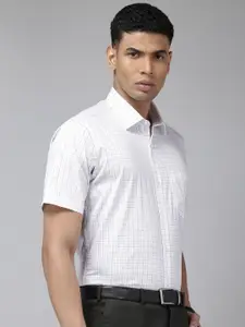 Van Heusen Grid Tattersall Checked Opaque Pure Cotton Formal Shirt