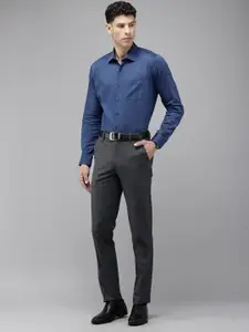 Van Heusen Pure Cotton Self Design Textured Slim Fit Opaque Formal Shirt