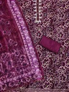 Ishin Embroidered Organza Unstitched Dress Material