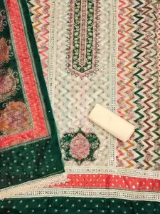 Ishin Floral Printed Organza Unstitched Dress Material