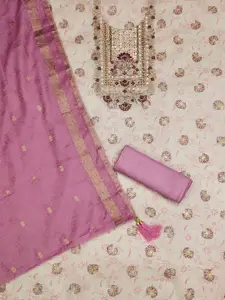 Ishin Floral Woven Design Pure Cotton Unstitched Dress Material