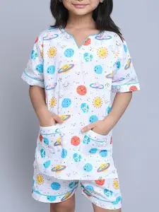 BAESD Girls Printed Pure Cotton Night suit