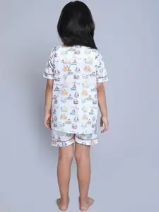 BAESD Girls Printed Pure Cotton Top With Shorts Night Suits