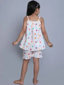 BAESD Girls Conversational Printed Shoulder Straps Pure Cotton Top With Shorts