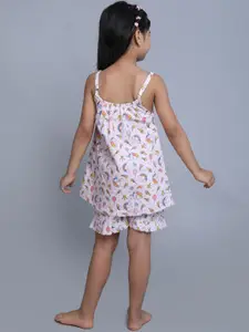 BAESD Girls Conversational Printed Pure Cotton Night Suit