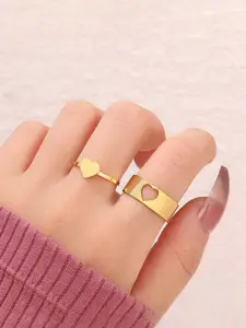 Jewels Galaxy Set Of 2 Gold Plated Adjustable Finger Rings