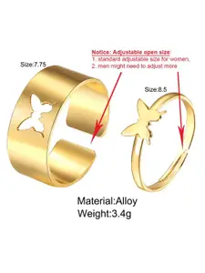 Jewels Galaxy Set Of 2 Gold-Plated Stackable Finger Rings