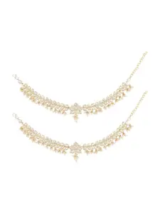 I Jewels Gold Plated Artificial Stones and Beads Anklet