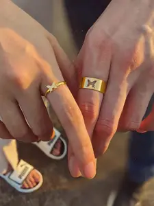 Jewels Galaxy Set Of 2 Gold-Plated Finger Rings