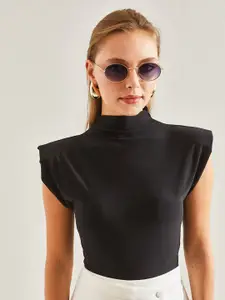 BIANCO LUCCI Round Neck Extended Sleeves Fitted Top