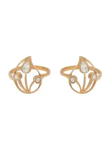 Unniyarcha Set of 2 Gold-Plated 92.5 Silver Aam Ras Stone Studded Toe Rings