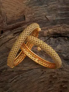 Kushal's Fashion Jewellery Set Of 2 Gold-Plated Bangles