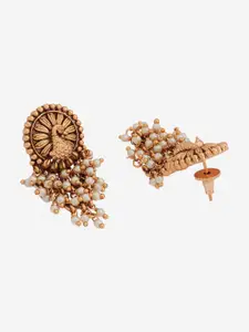 Kushal's Fashion Jewellery Gold-Plated Beaded Classic Antique Drop Earrings