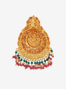 Kushal's Fashion Jewellery 92.5 Pure SilverGold-Plated Stones Studded & Beaded Pendant