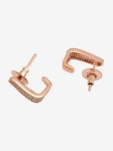 Kushal's Fashion Jewellery Rose Gold-Plated Contemporary Half Hoop Earrings