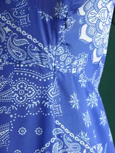 DressBerry Bandana Print Flared Sleeve A-Line Midi Dress