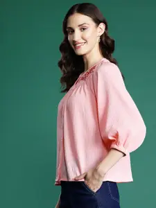 DressBerry Embroidered Detail Shirt Style Top