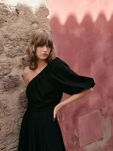 H&M One-Shoulder Bubble-Hem Dress