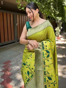 DEVATITHI Floral Silk Blend Paithani Saree