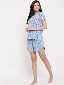 Clovia Floral Printed Pure Cotton Night suit