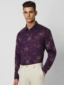 V Dot Slim Fit Floral Printed Cotton Party Shirt