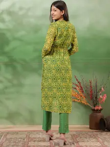 Sangria Girls Floral Printed Top with Trousers & Shrug