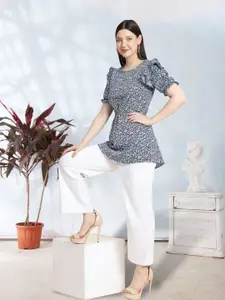 TOOCHKI Floral Printed Puff Sleeves Regular Top