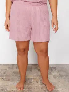 Trendyol Plus Size Self Design Round Neck Night suit