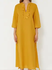 Trendyol Mandarin Collar Regular Midi-Length Pure Cotton Nightdress