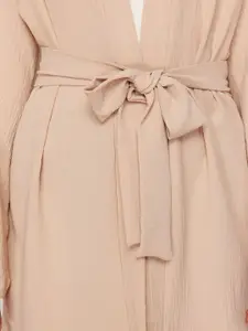 Trendyol Textured Self Design Longline Tie-Up Detailed Shrug