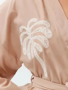 Trendyol Embroidered Long Sleeves Cotton Mini Robe