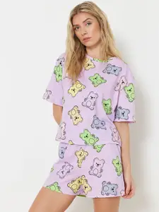 Trendyol Conversational Printed Pure Cotton T-shirt With Shorts