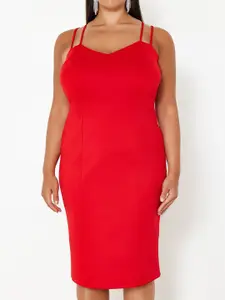 Trendyol Plus Size Shoulder Straps Bodycon Dress