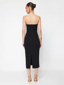 Trendyol Strapless Gathered Midi Sheath Dress