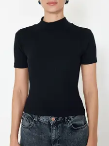 Trendyol High Neck Short Sleeves Regular Cotton Top