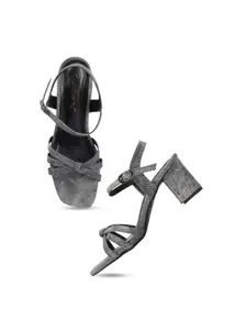 DressBerry Grey Open Toe Block Heels