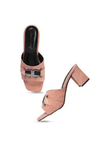 DressBerry Nude-Coloured Open Toe Block Heels