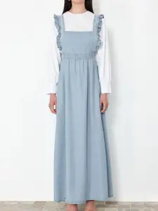 Trendyol Shoulder Straps Pure Cotton Pinafore Maxi Dress