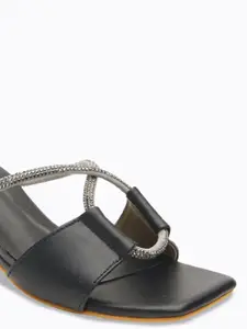 Tokyo Talkies Black Square Toe Block Heels