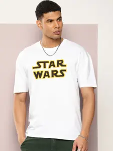 Kook N Keech Men Star Wars Printed Drop-Shoulder Sleeves Oversized Pure Cotton T-shirt