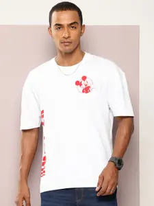 Kook N Keech Men Mickey & Friends Printed Drop-Shoulder Sleeves Pure Cotton T-shirt