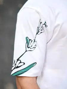 Maniac Men Tropical Printed Round Neck Oversized T-shirt