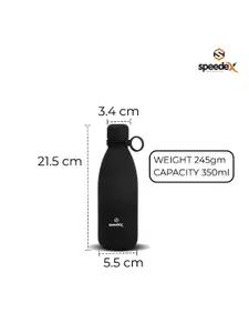 Speedex Black Stainless Steel Double Wall Vacuum Water Bottle 350 ml