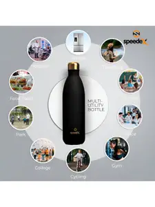 Speedex Black Single Stainless Steel Solid Double Wall Vacuum Water Bottle 750ml