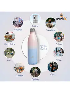 Speedex Pink & Blue Stainless Steel Double Wall Vacuum Water Bottle 1 Ltr