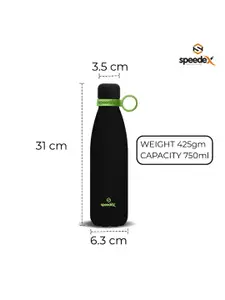 Speedex Black & Green Stainless Steel Double Wall Vacuum Water Bottle 750 ml