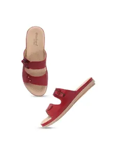 DressBerry Comfort Buckles Detail Open Toe Flats