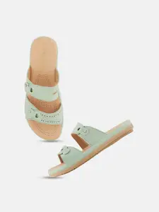 DressBerry Sea Green Comfort Open Toe Flats